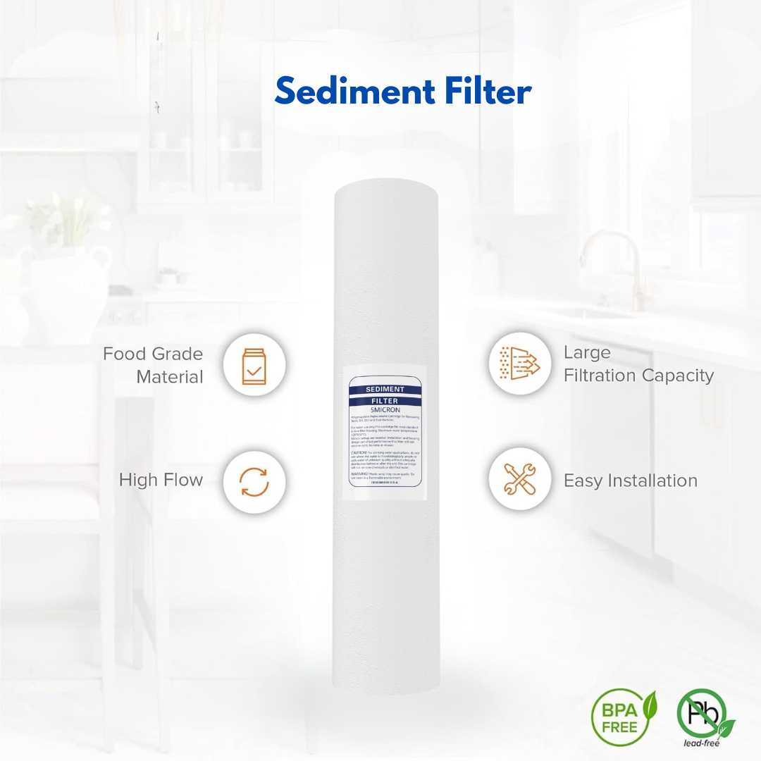 20" x 4.5" Big Blue Whole House Sediment Water Filter – 5 Micron Cartridge, Compatible with Pentek DGD-5005-20, AP810-2 & More