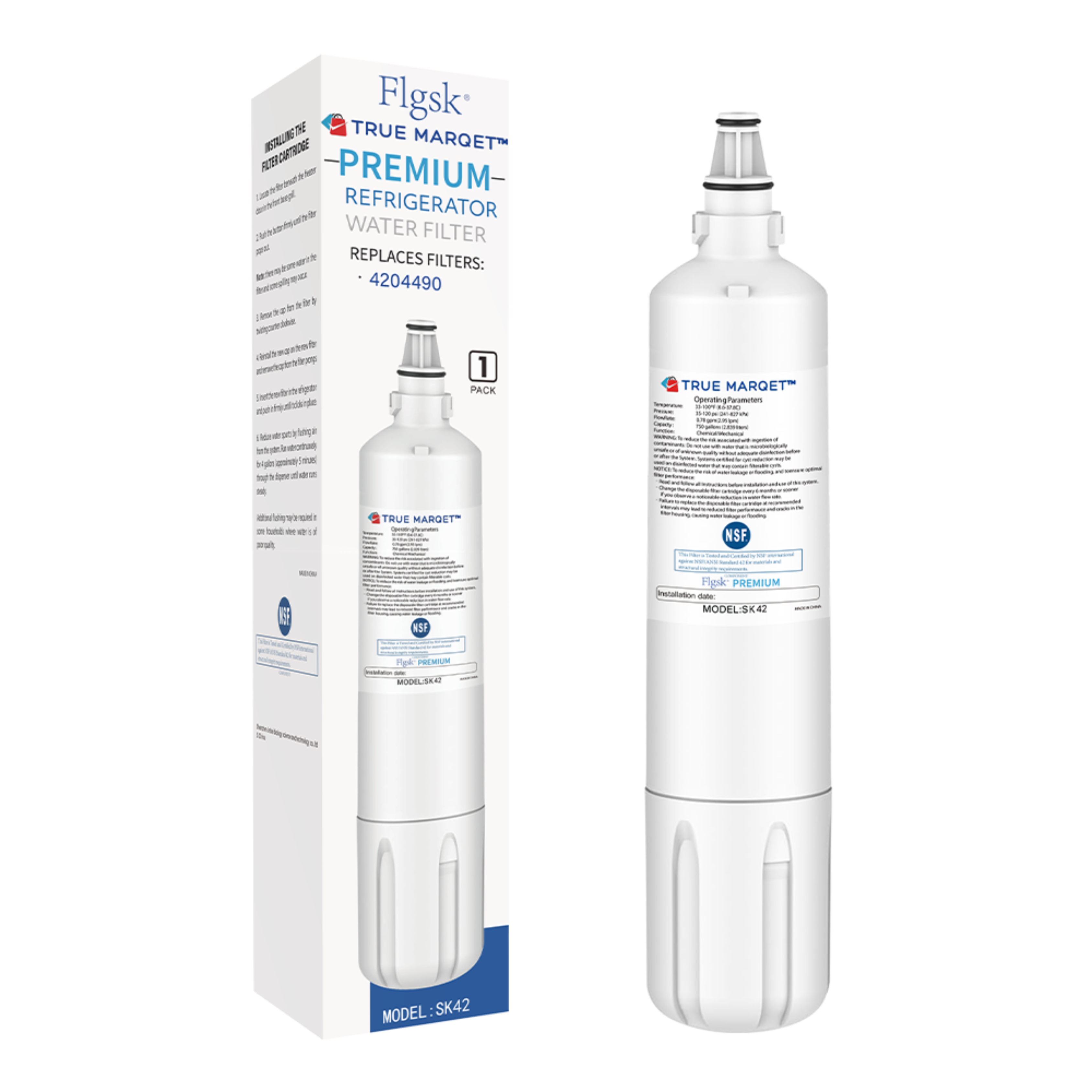 Replacement Water Filter for Sub-Zero 4204490, 4290510, Refrigerator Water Filters