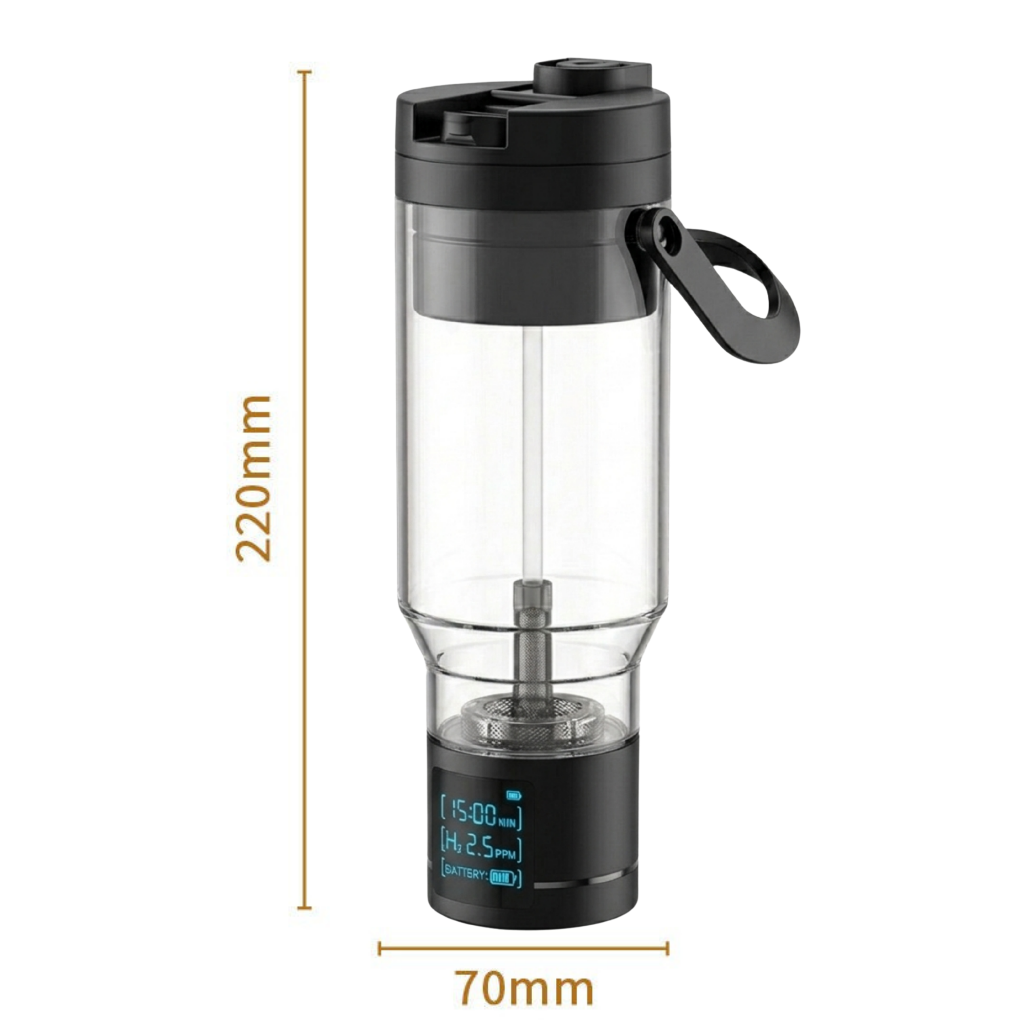 TRUE MARQET H2FILTER Premium Hydrogen Rich + Alkaline Water Bottle W Filter Straw | 3-in-1 Hydrogen Water Generator, Alkaline Water Creator, and Filter W Straw | Up to 3007 PPB H2 |750 mL