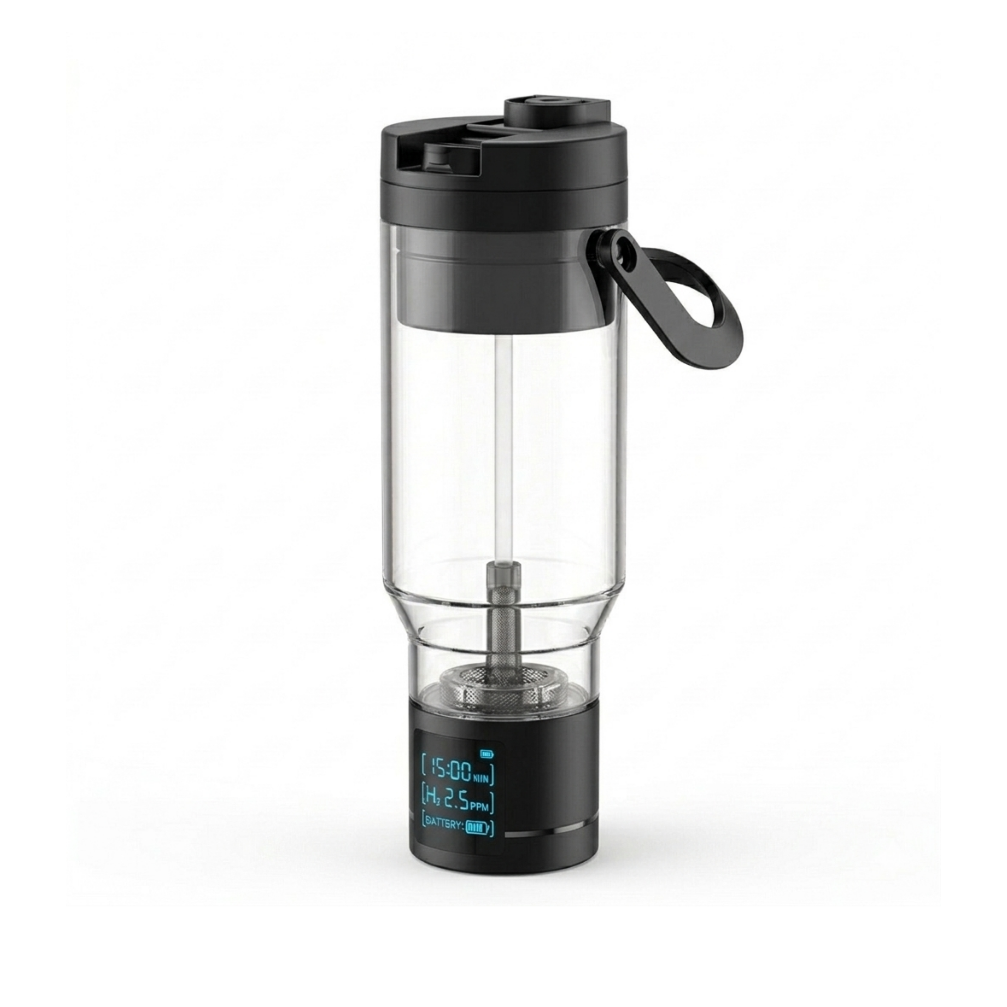 TRUE MARQET H2FILTER Hydrogen Rich + Alkaline Water Bottle W Filter Straw | 3-in-1 Hydrogen Water Generator, Alkaline Water Creator, and Filter W Straw | Up to 3007 PPB H2 |750 mL