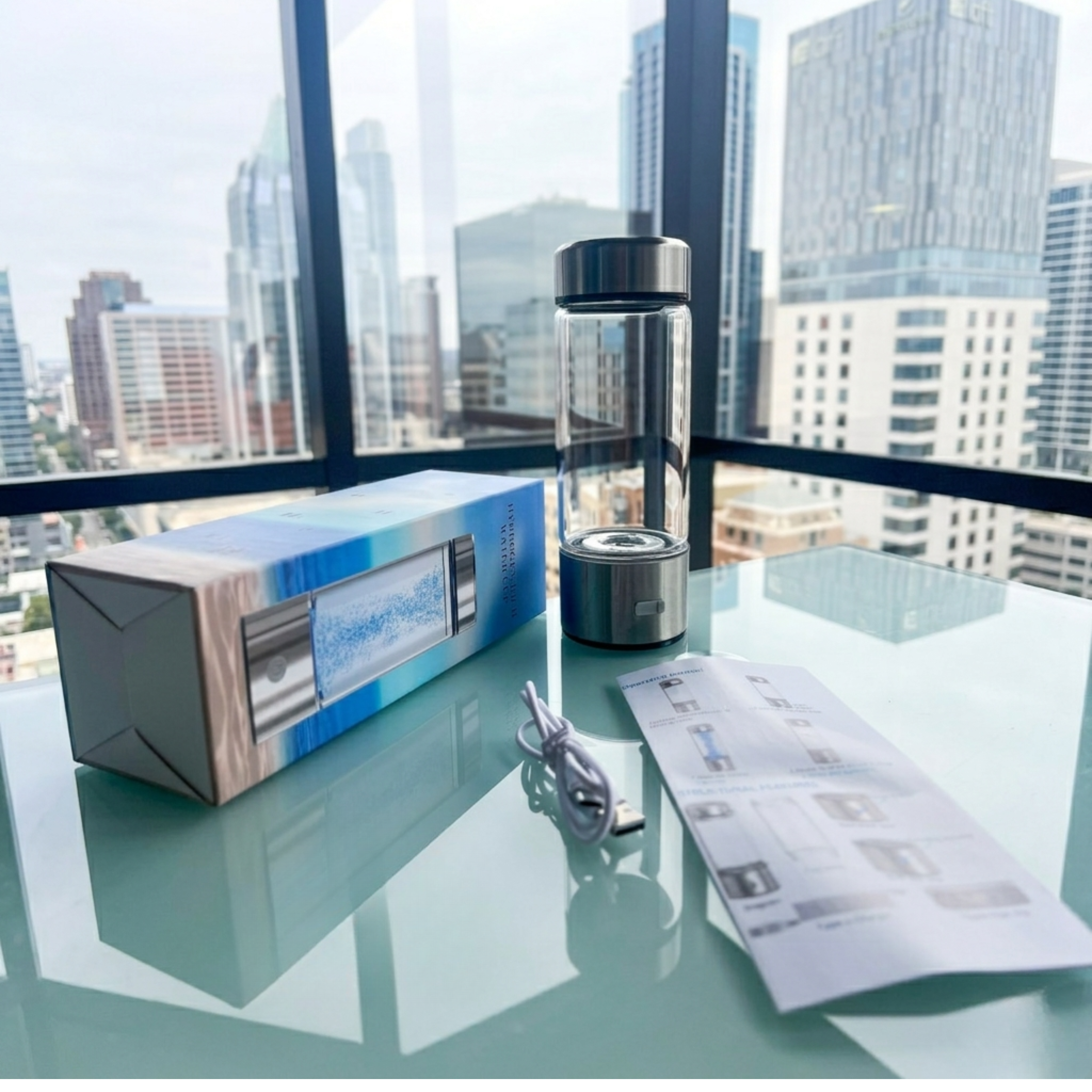 TRUE MARQET H2B1 Hydrogen Water Bottle Generator | Up to 2394 PPB Molecular H2 | SPE and PEM Technology | Leakproof 420mL Capacity