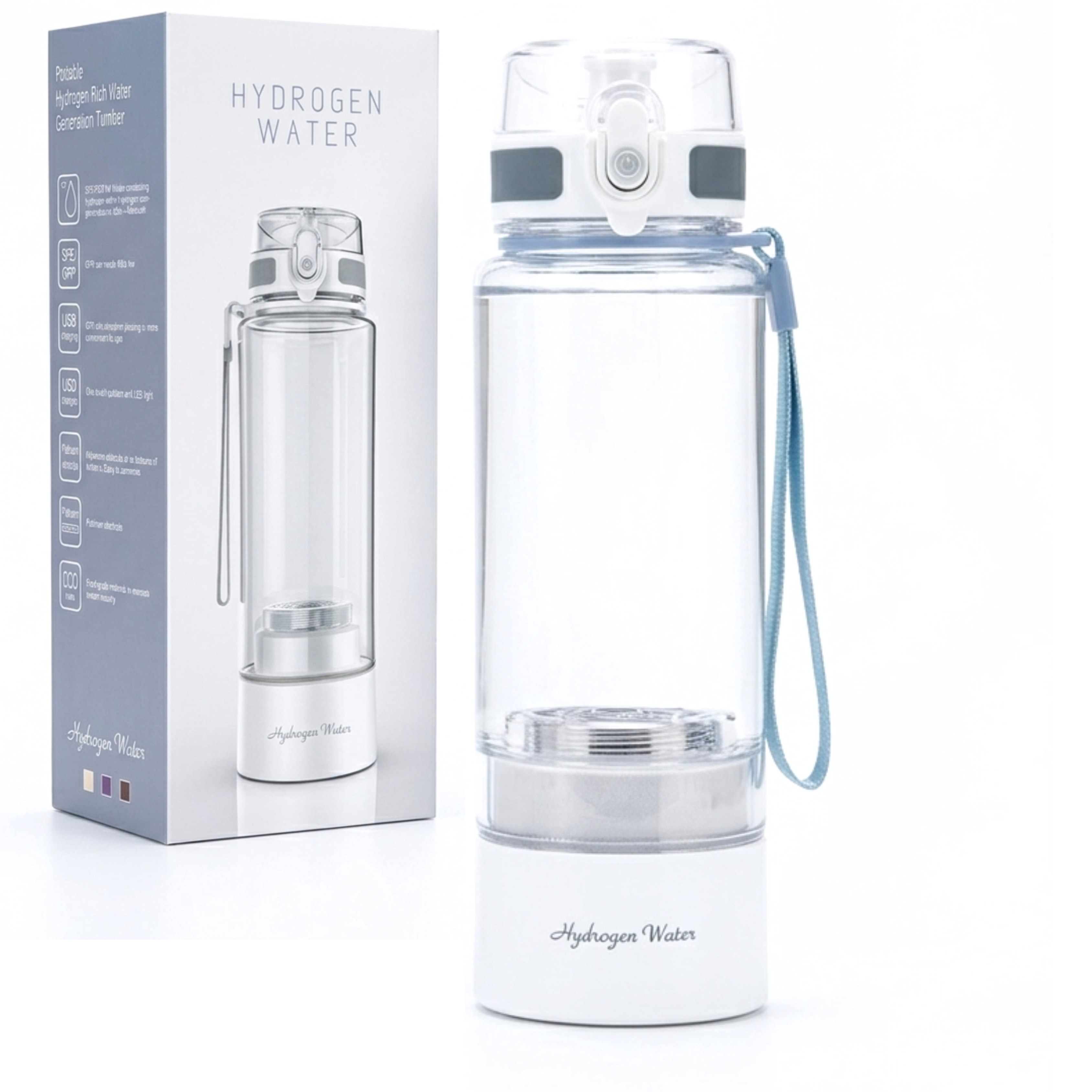 TRUE MARQET H2GO Hydrogen Water Bottle Generator – Up to 3003 PPB Molecular H2 | Leakproof Large Capacity 450 mL |Titanium + Platinun Electrodes | Long Battery Life