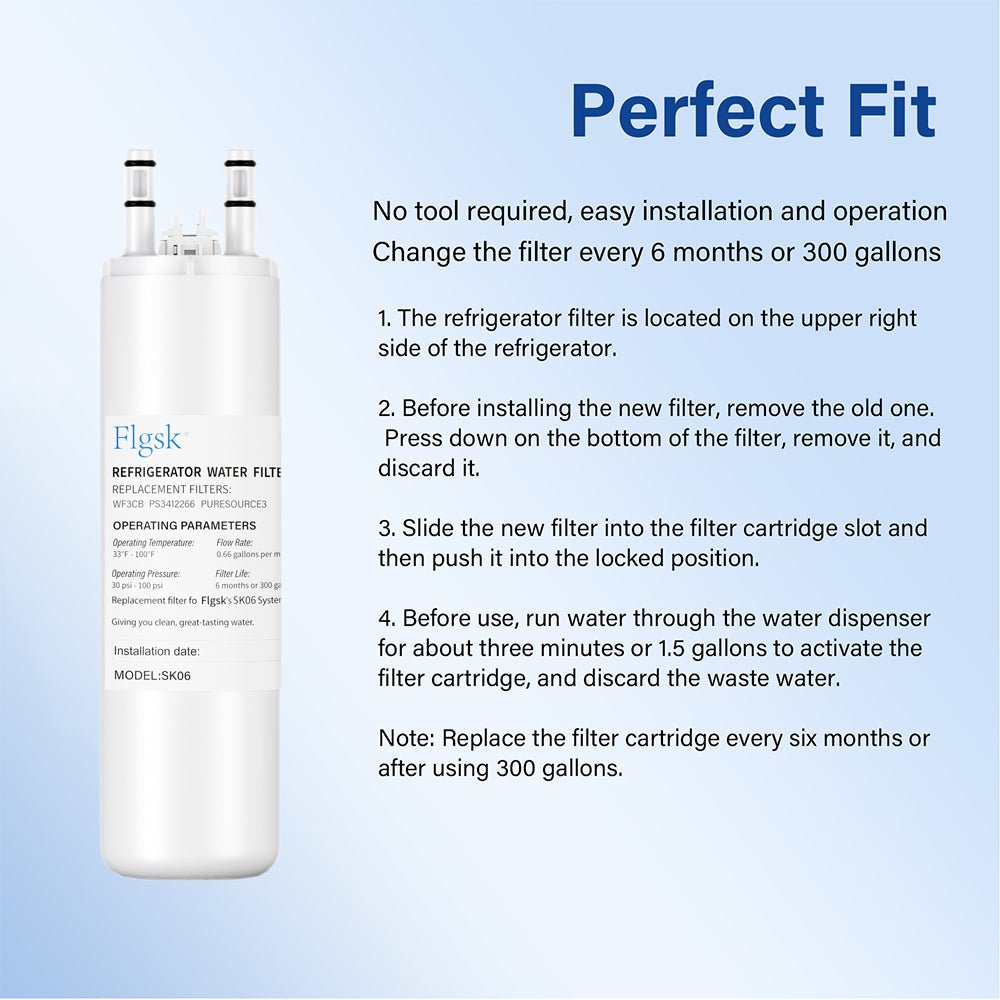 WF3CB Compatible Water Filter – Flgsk Replacement for Frigidaire WF3CB, Pure Source 3, WF425, 242069601
