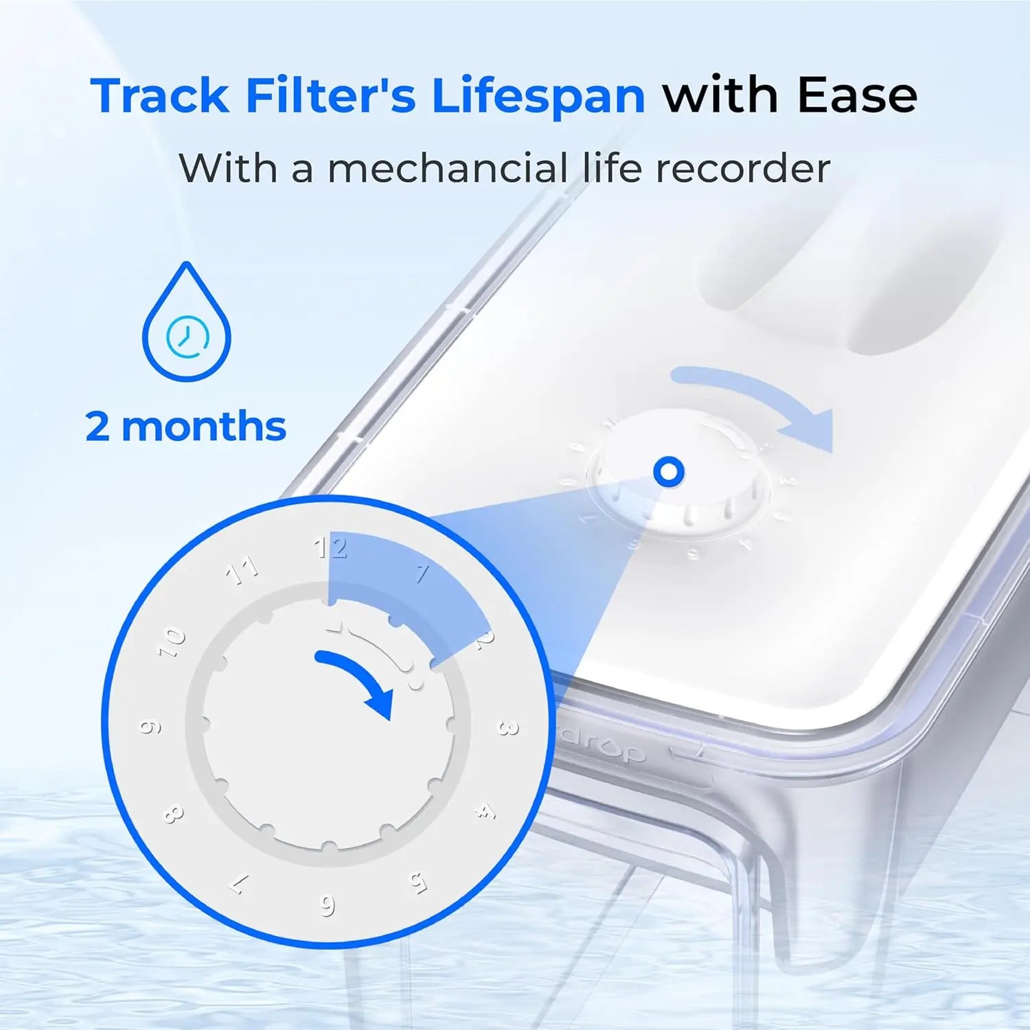 Waterdrop 35-Cup Slim Water Filter Dispenser, Large Capacity, 200-Gallon Long-Life, Faster Filtration (with 1 Filter)