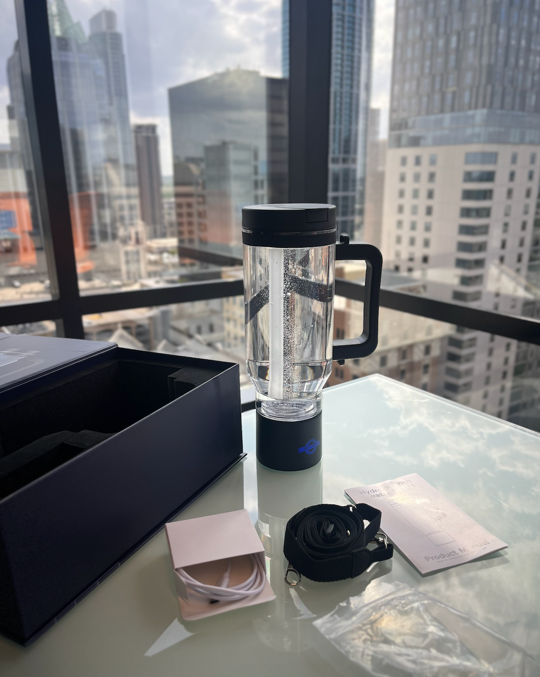 TRUE MARQET H2FLOW Premium Hydrogen Water Bottle Tumbler – Up to 3009 PPB Molecular H2 | Titanium/Platinum Electrodes | Leakproof Large Capacity 1000 mL | Rechargeable Portable Hydrogen Water Generator