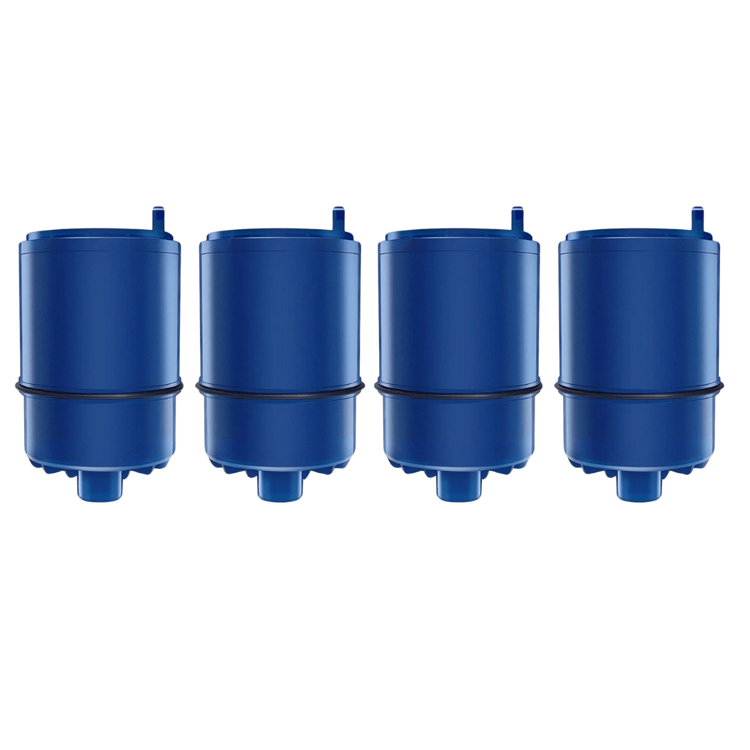 4 Pack Pur Plus RF9999 compatible water filter by Flgsk SK47 for Pur faucet filters, reduces chlorine, lead, and contaminants for fresh, clean water.