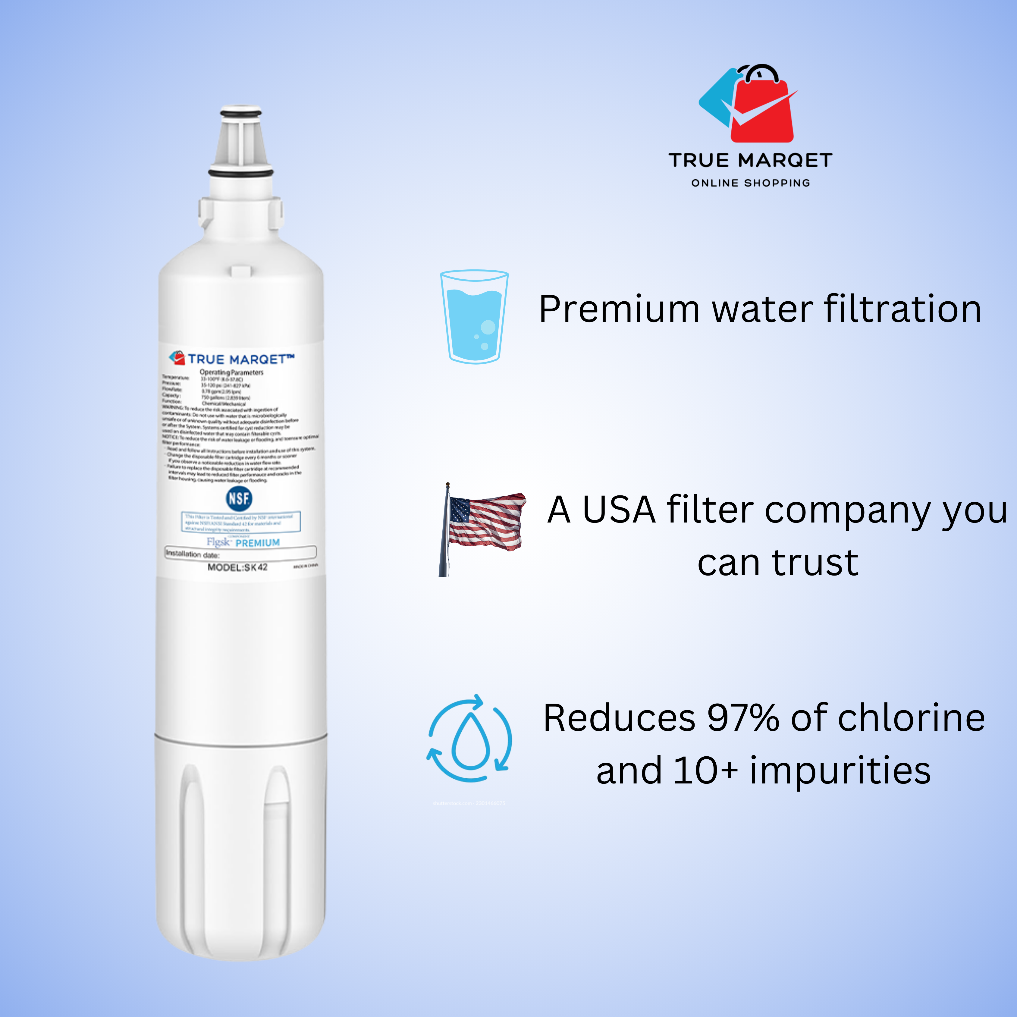 Replacement Water Filter for Sub-Zero 4204490, 4290510, Refrigerator Water Filters