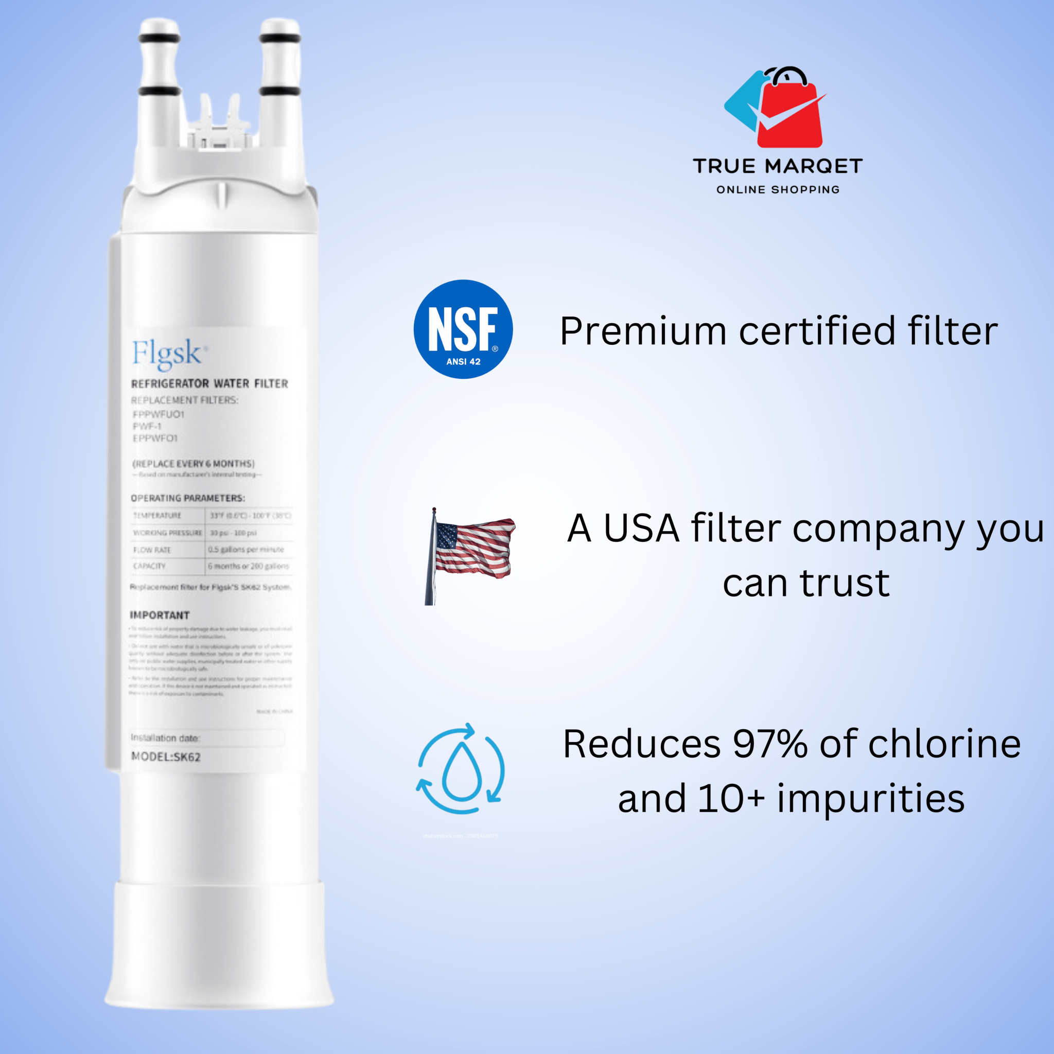 EPPWFU01 Compatible Water Filter For Frigidaire FPPWFU01, PWF1, EPPWFU01 โ Filter Replacement For Frigidaire Gallery, Electrolux, PurePour, and More.
