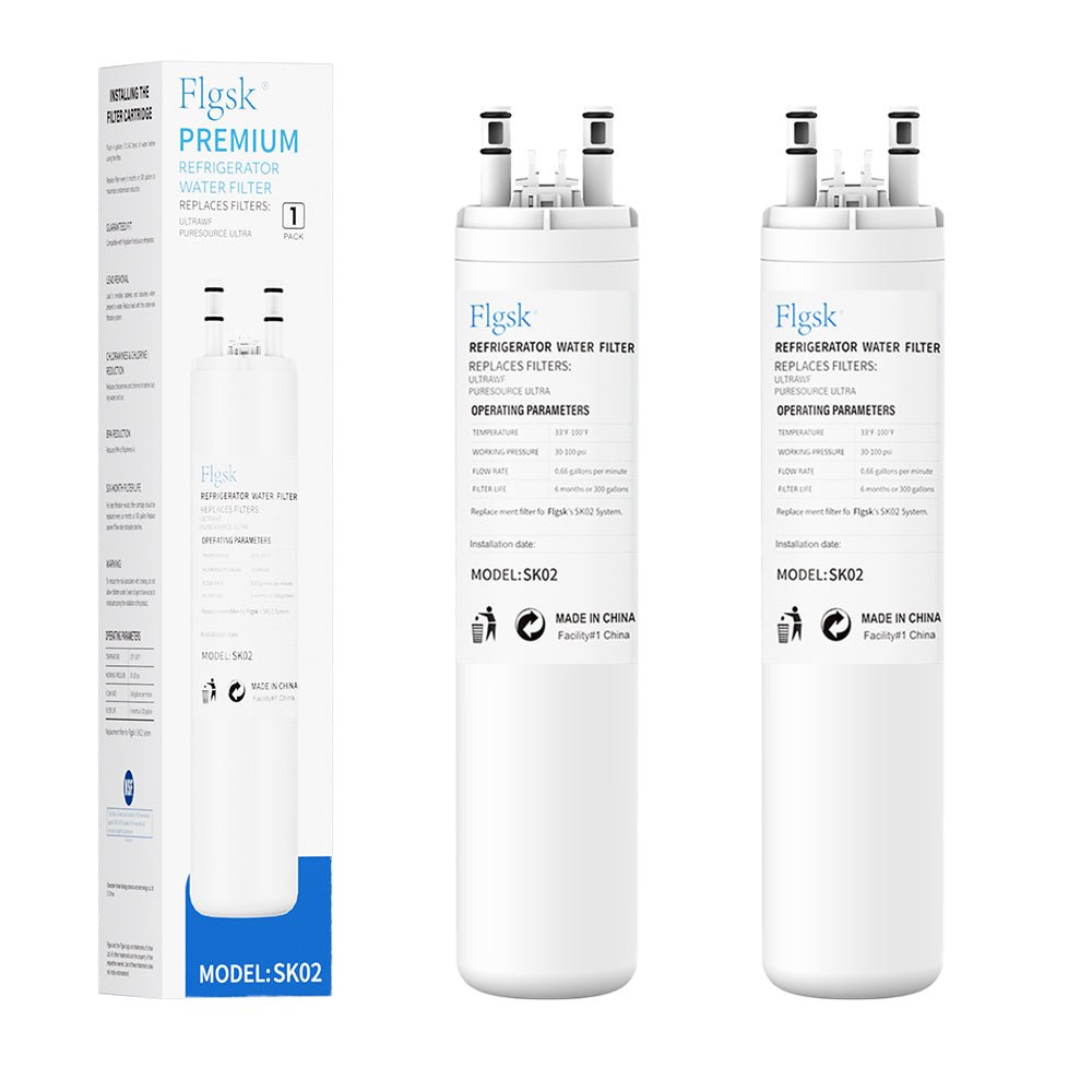 2 pack ULTRAWF compatible refrigerator water filter by Flgsk – replacement for Pure Source Ultra and Kenmore 9999