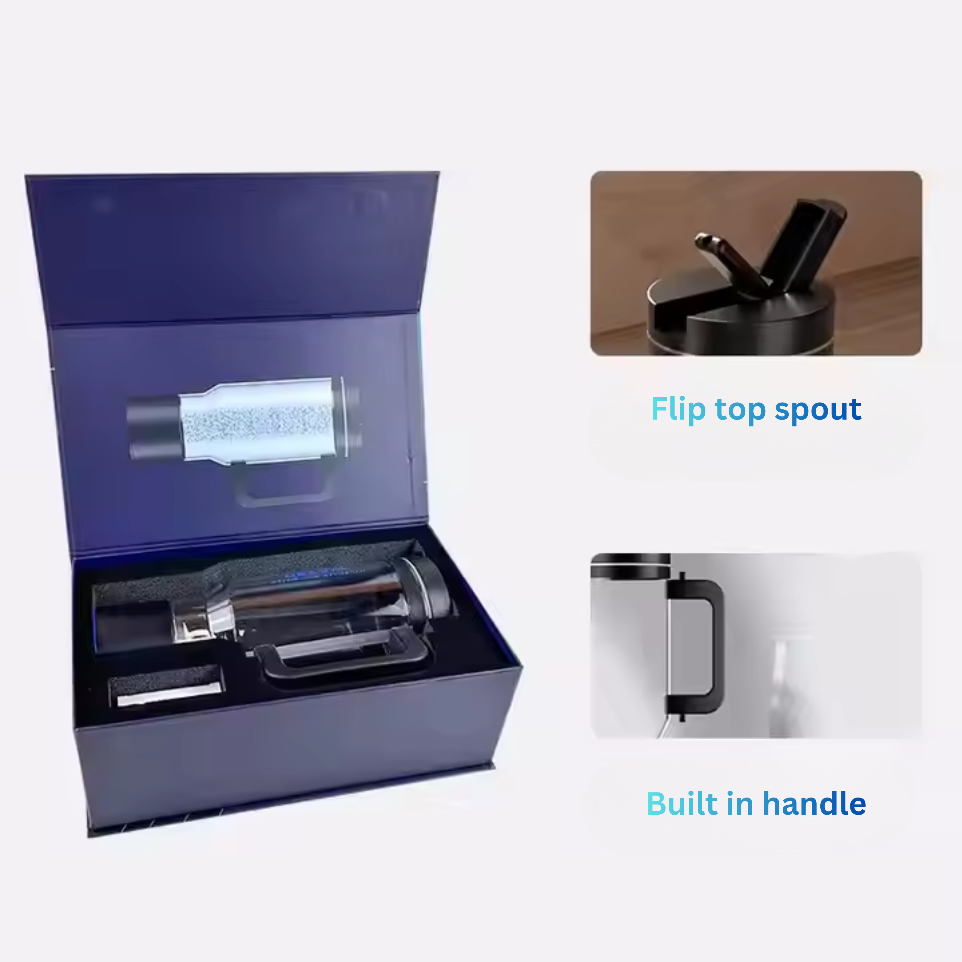 TRUE MARQET H2FLOW Hydrogen Water Bottle Tumbler – Up to 2000 PPB Molecular Hydrogen | Titanium/Platinum Electrodes | Leakproof Large Capacity 1000 mL | Rechargeable Portable Hydrogen Water Generator