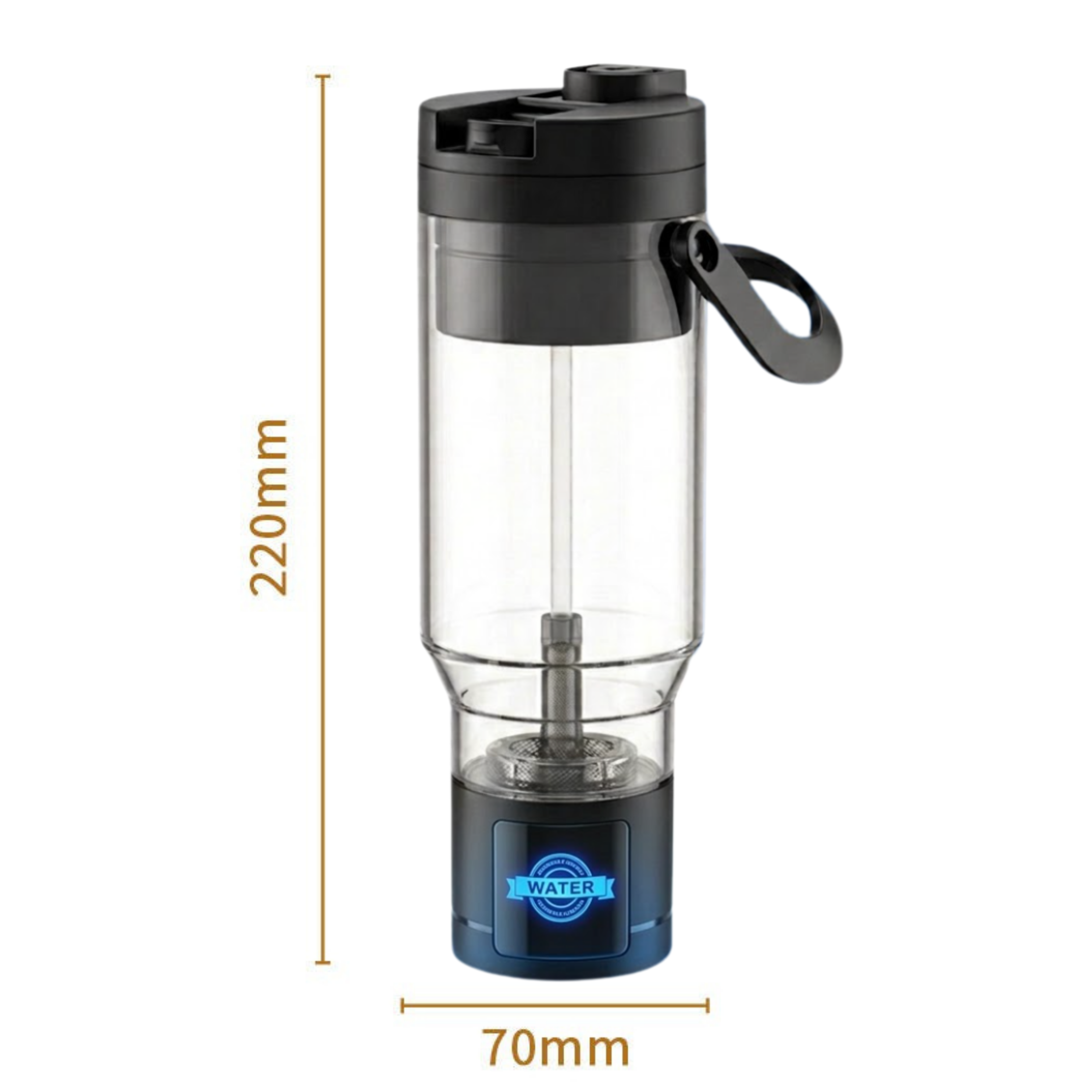 TRUE MARQET H2FILTER Premium Hydrogen Rich + Alkaline Water Bottle W Filter Straw | 3-in-1 Hydrogen Water Generator, Alkaline Water Creator, and Filter W Straw | Up to 3007 PPB H2 |750 mL