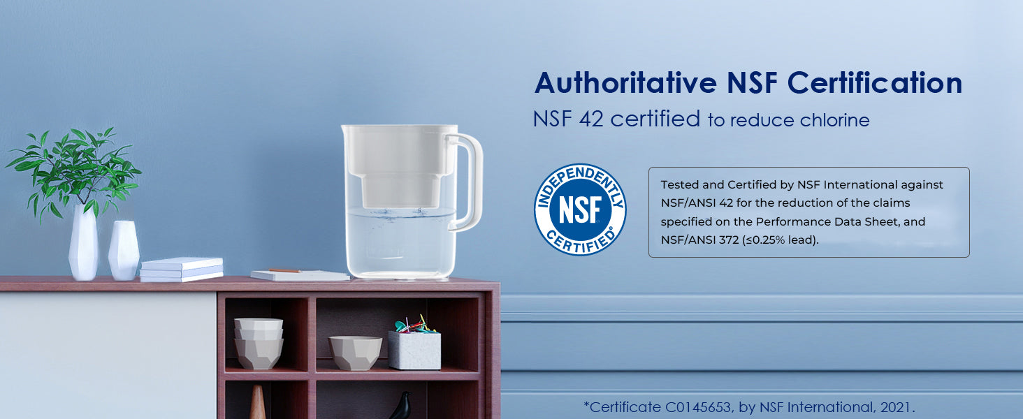 Waterdrop Water Filter Pitcher with Filter, 200-Gallon, 10-Cup, NSF Certified