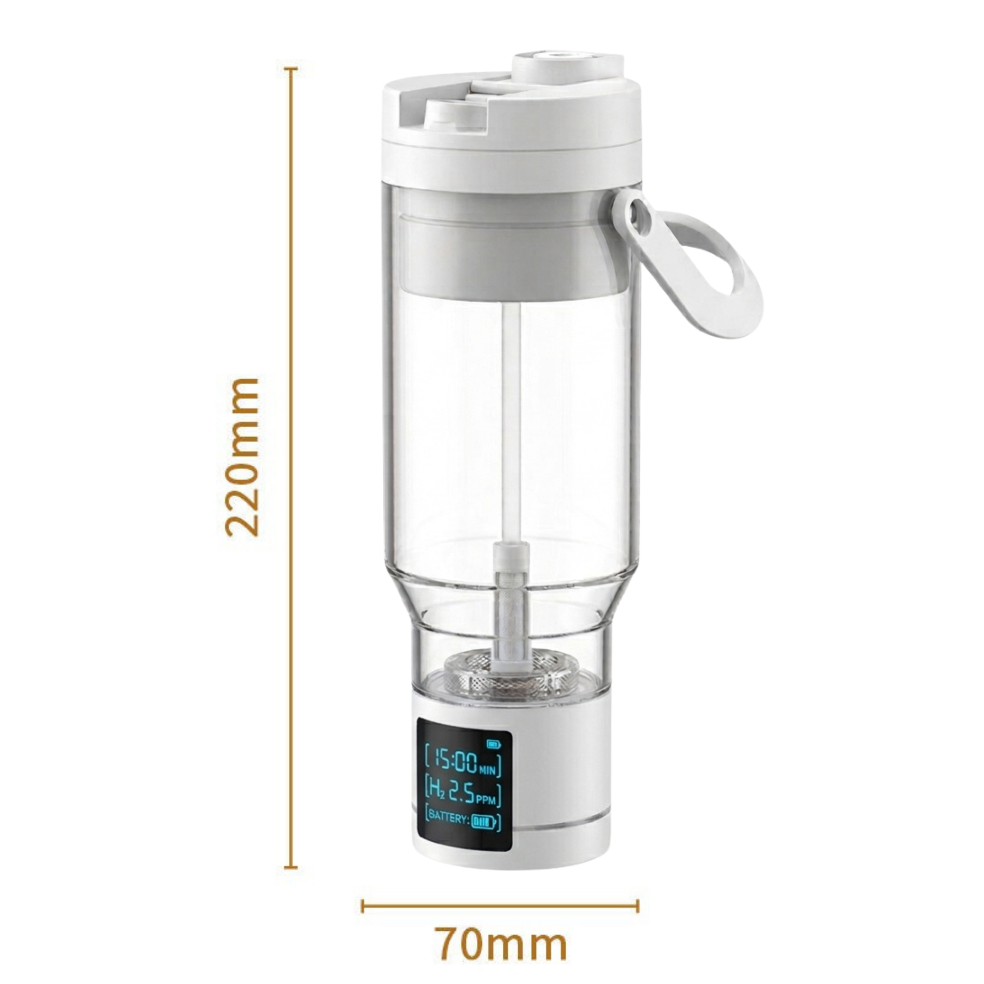 TRUE MARQET H2ELITE Hydrogen Water Bottle | 3-in-1 Hydrogen Water Generator, Alkaline Water Creator, and Filter W Straw | Up to 2000 PPB Molecular Hydrogen |750 mL Rechargeable Long Battery Life