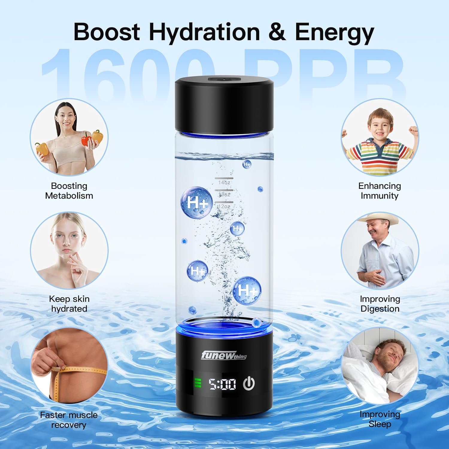 Hydrogen Rich Water Bottle with LED Display