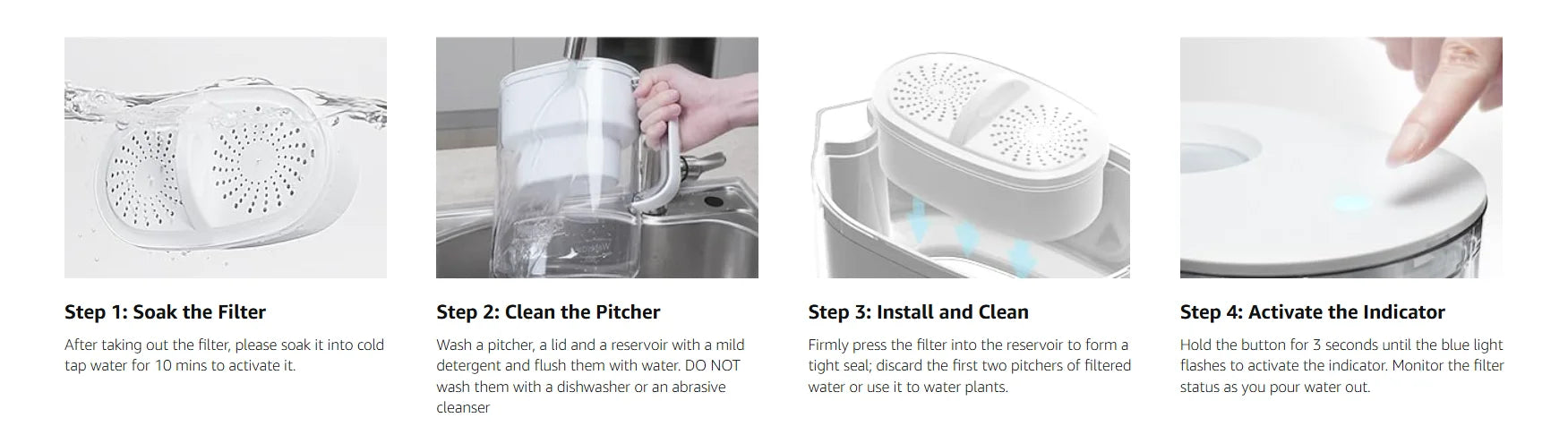 Waterdrop Water Filter Pitcher with Filter, 200-Gallon, 10-Cup, NSF Certified