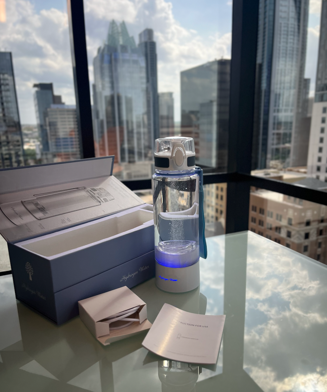 TRUE MARQET H2GO Hydrogen Water Bottle Generator – Up to 3003 PPB Molecular H2 | Leakproof Large Capacity 450 mL |Titanium + Platinun Electrodes | Long Battery Life