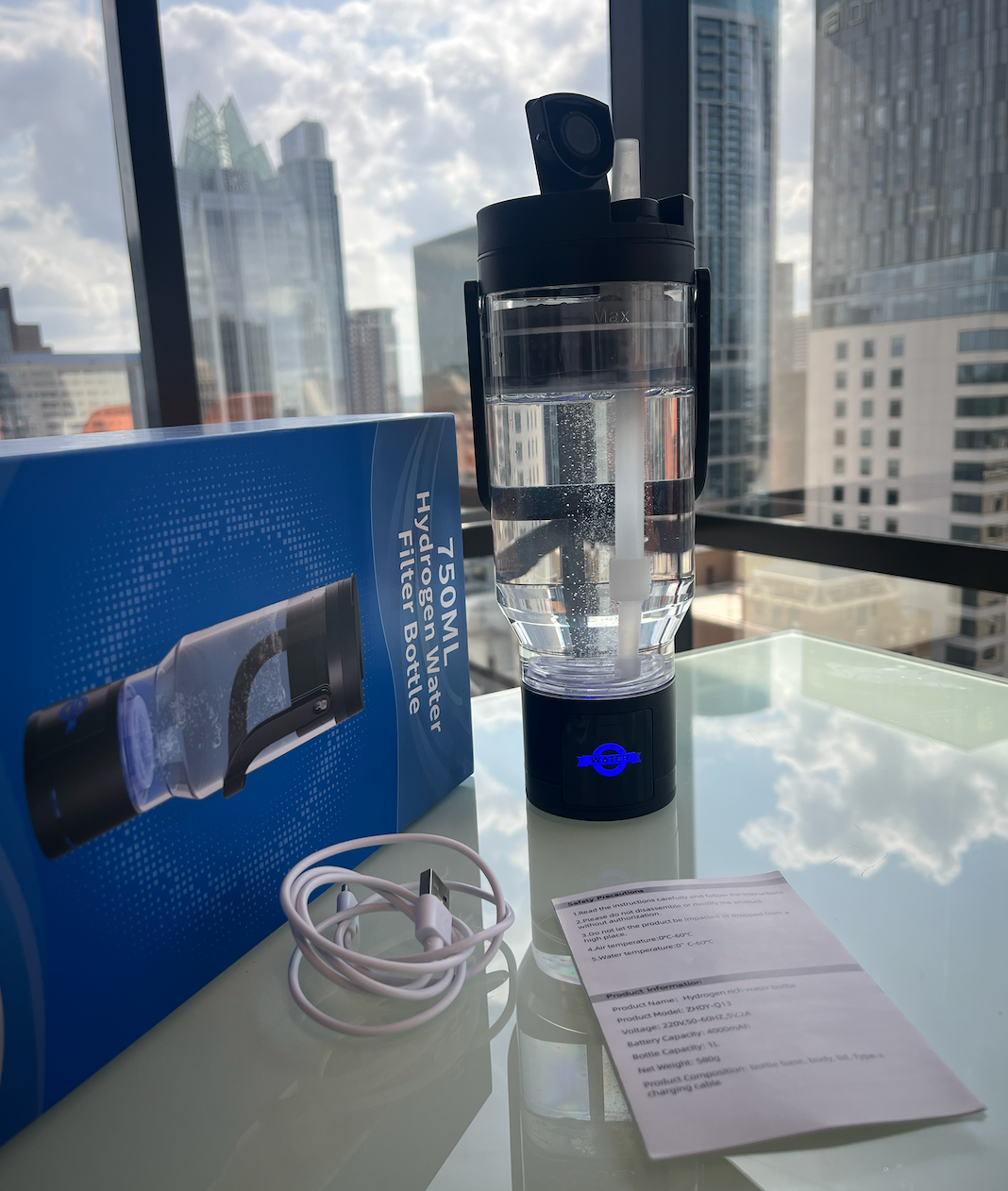 TRUE MARQET H2FILTER Premium Hydrogen Rich + Alkaline Water Bottle W Filter Straw | 3-in-1 Hydrogen Water Generator, Alkaline Water Creator, and Filter W Straw | Up to 3007 PPB H2 |750 mL