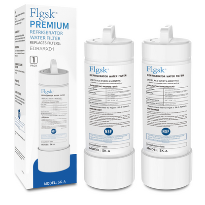 2 pack of EDRARXD1 compatible refrigerator water filter by Flgsk – replacement for Everydrop Filter A