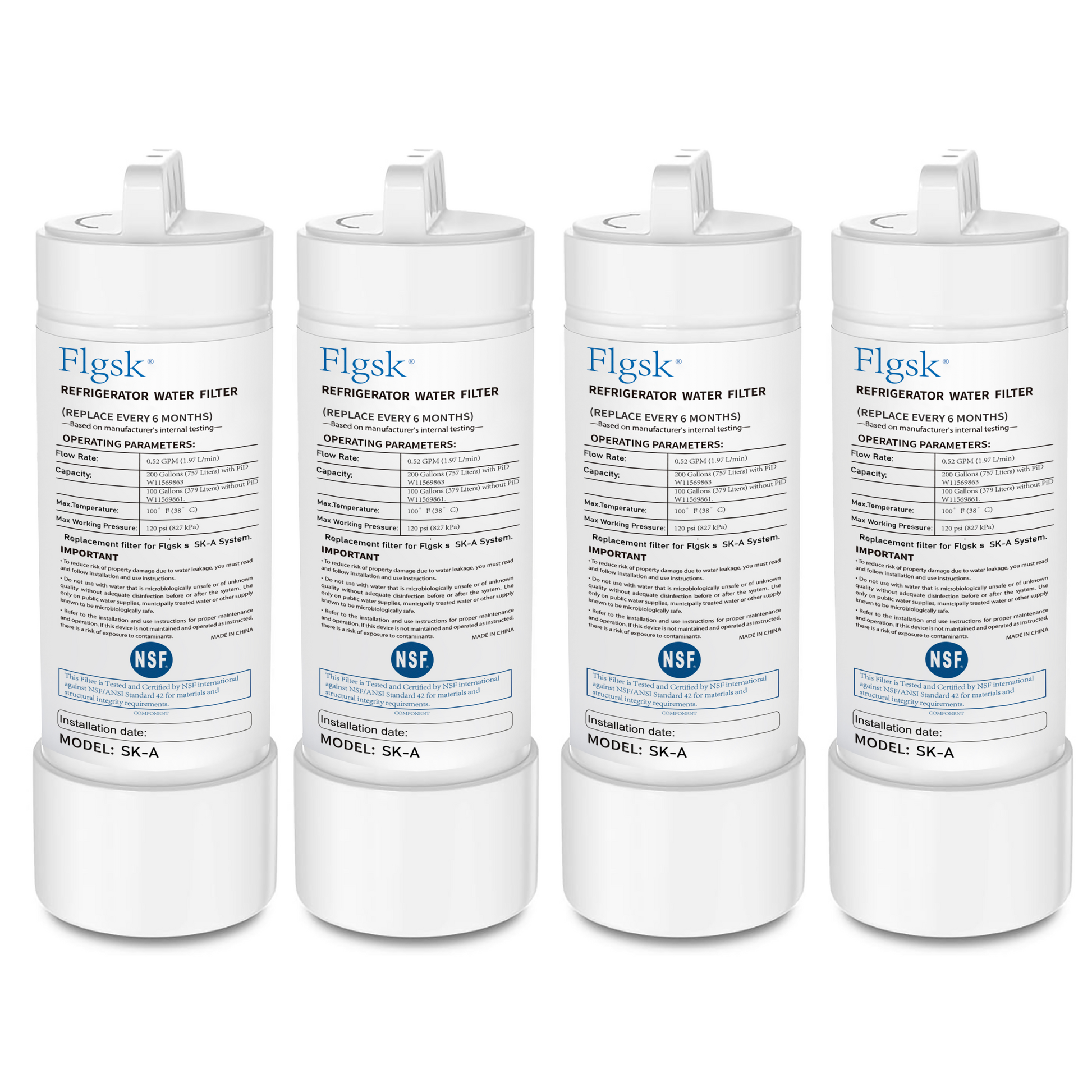 4-pack of EDRARXD1 compatible refrigerator water filters by Flgsk – Everydrop Filter A replacements

