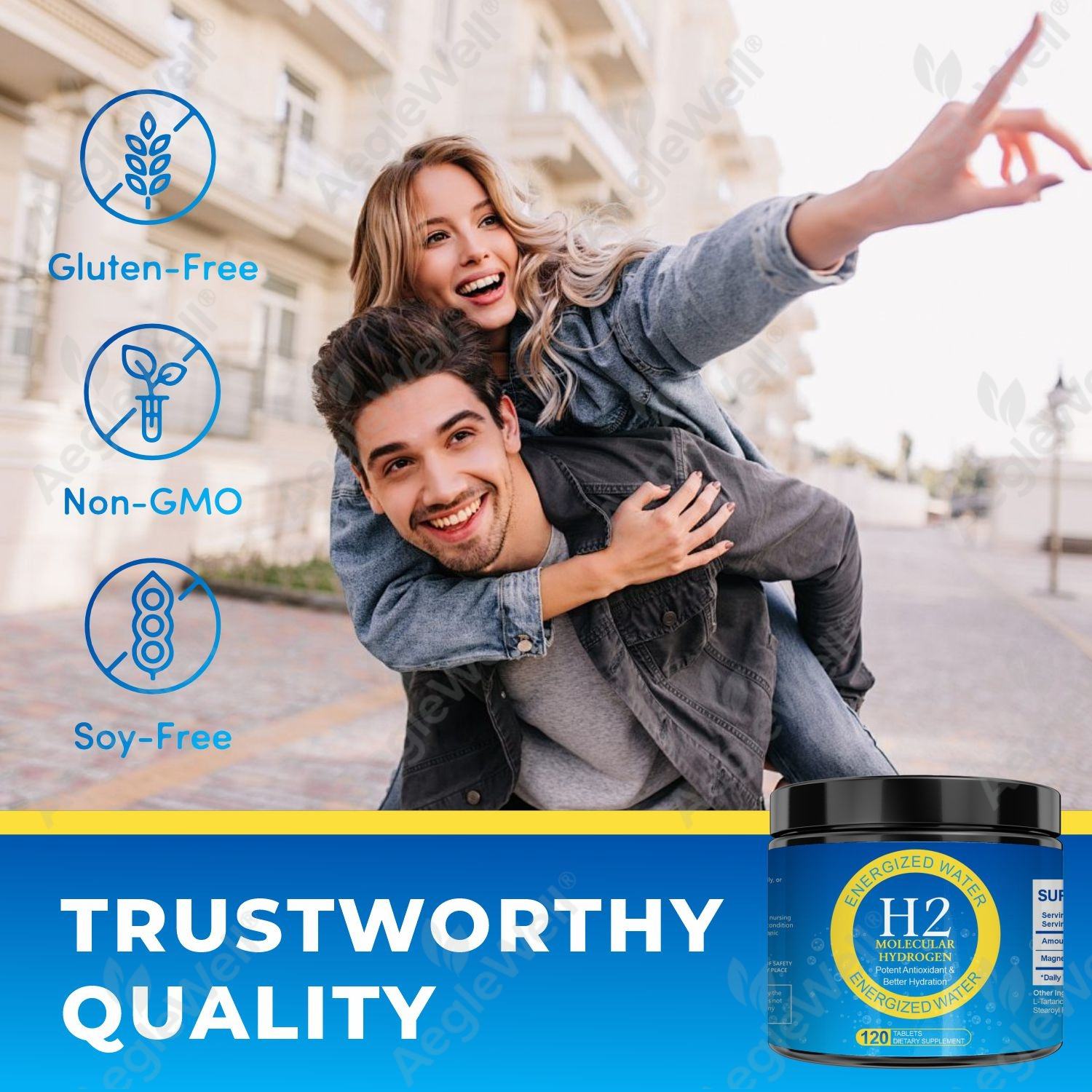 Molecular Hydrogen Tablets (12 PPM) - 120 Count High Potency H2 Supplement with