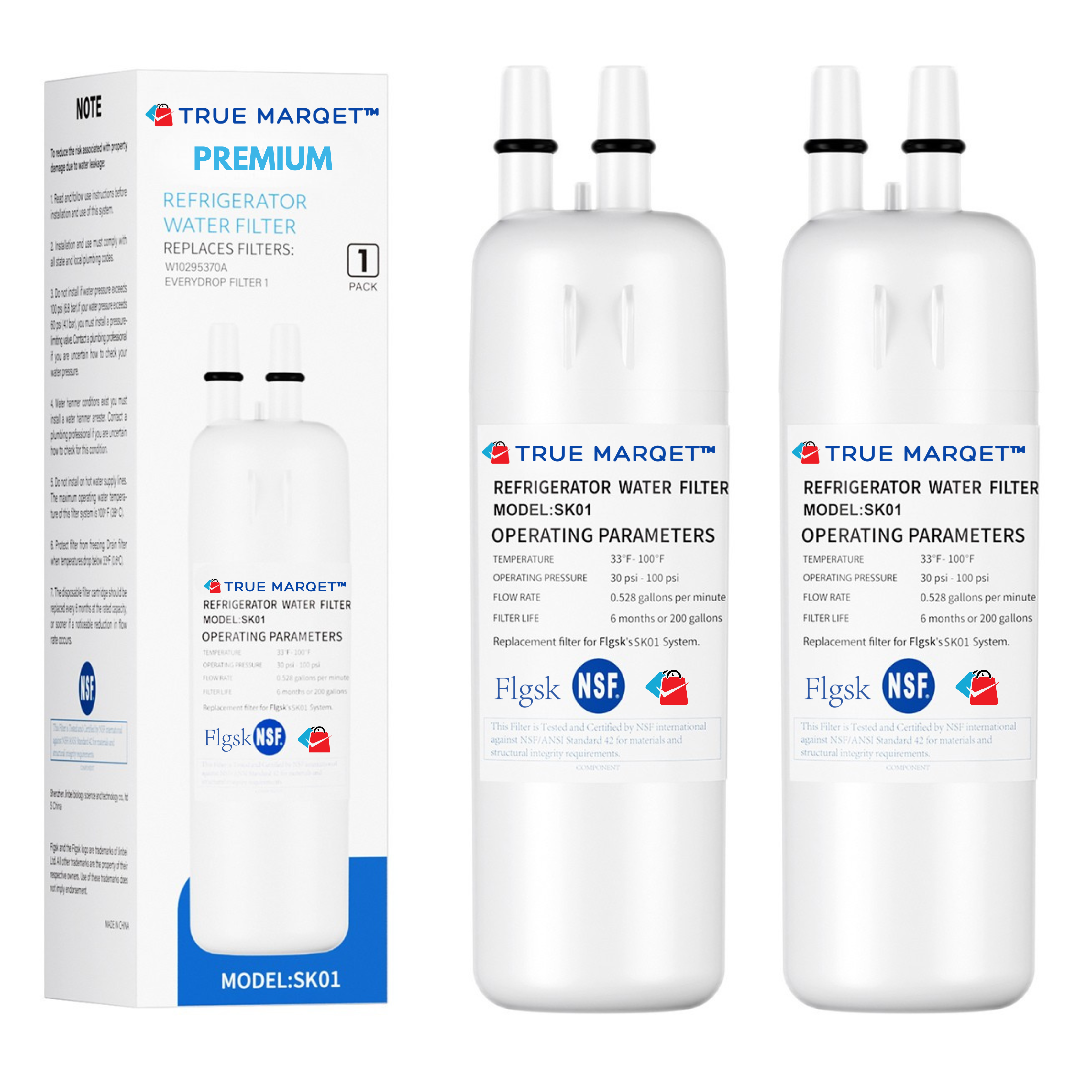 Premium Refrigerator Water Filter Compatible With Everdrop® EDR1RXD1, Whirlpool® W10295370A, Filter 1, P8RFWB2L, Kenmore® 46-9081, and P4RFWB – Flgsk SK01 Replacement Filter