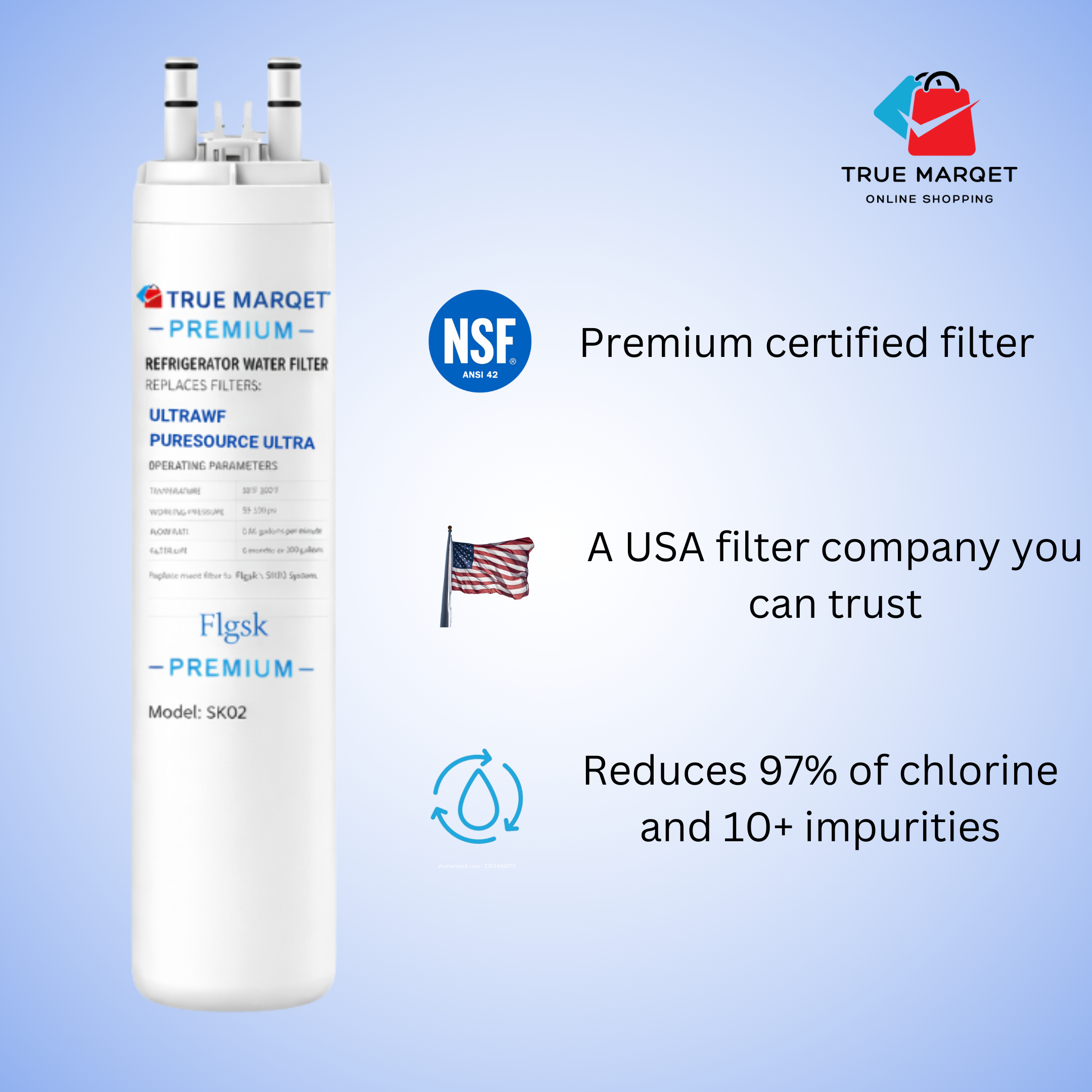 Premium Replacement for Frigidaire ULTRAWF Refrigerator Water Filter - Also Compatible With Pure Source Ultra & Kenmore 9999 & more
