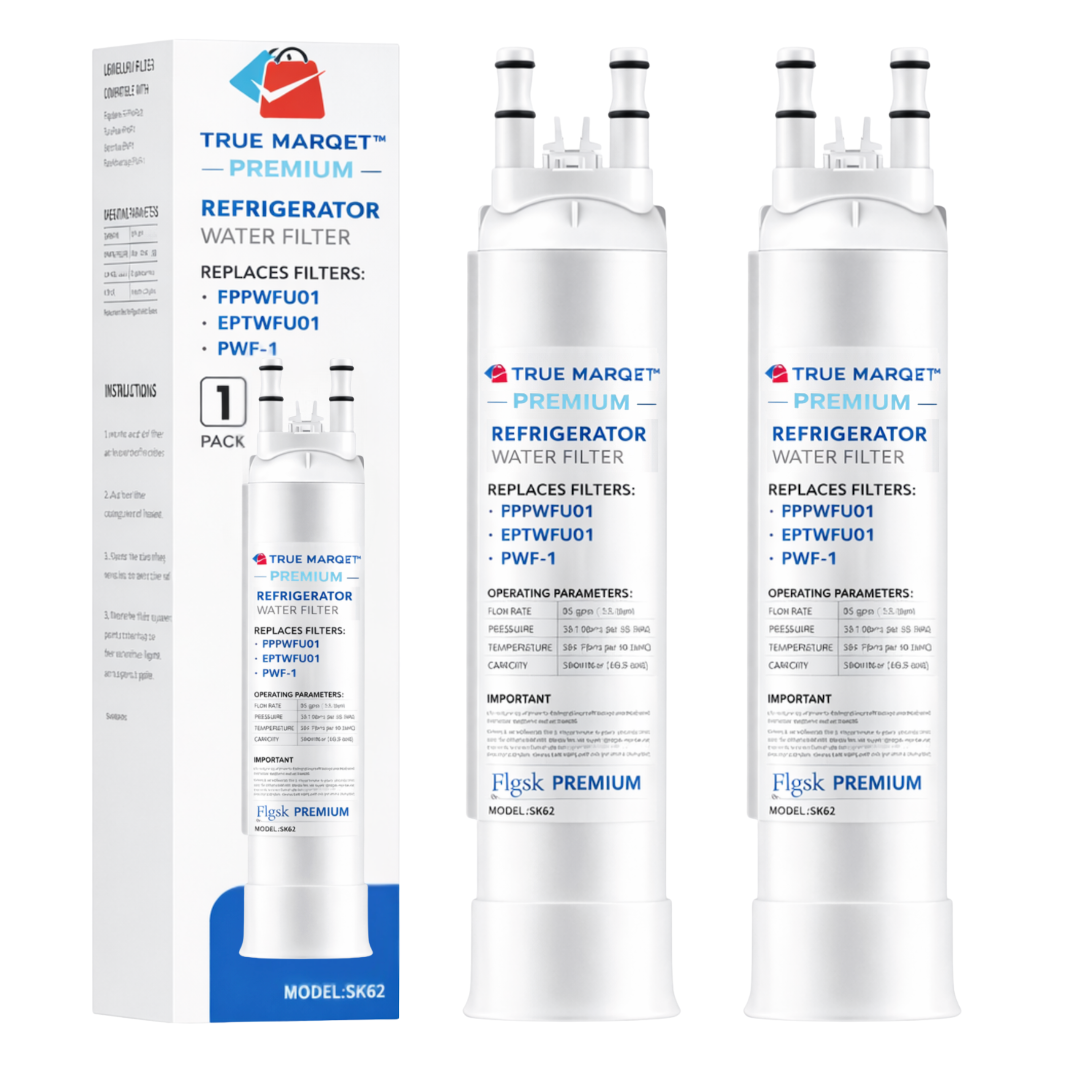 Premium Replacement for Frigidaire FPPWFU01, PWF1, Electrolux EPPWFU01 Refrigerator Water Filters –  Fits Frigidaire Gallery, Electrolux, PurePour, and More.