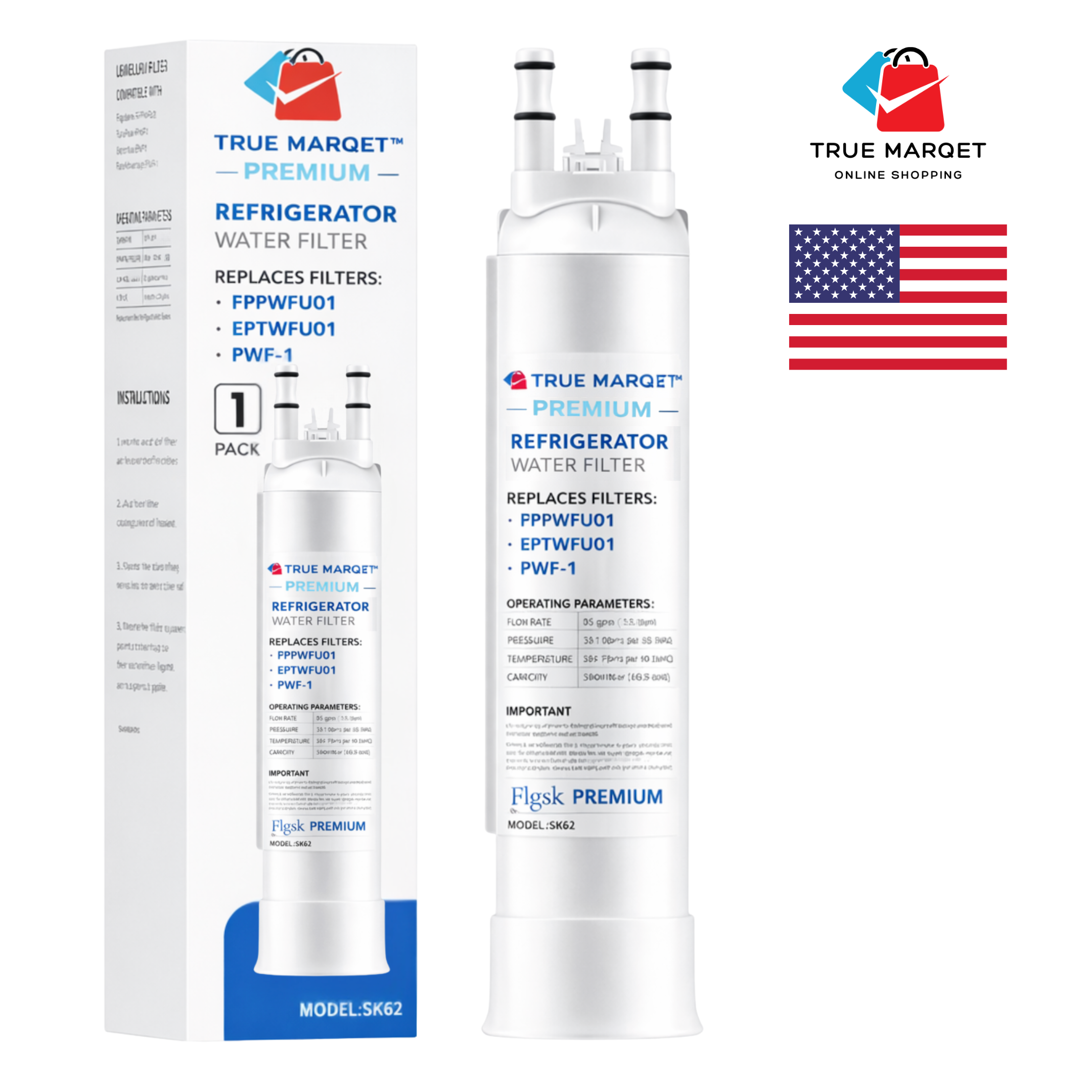 Premium Replacement for Frigidaire FPPWFU01, PWF1, Electrolux EPPWFU01 Refrigerator Water Filters –  Fits Frigidaire Gallery, Electrolux, PurePour, and More.